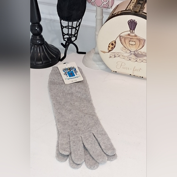 Portolano Grey 100% Cashmere Winter Gloves NWT OSFM - Picture 2 of 4